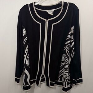 Misook Woman Black White full zip jacket size 3X